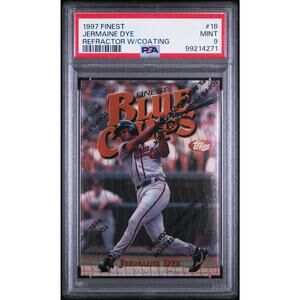 1997 Topps Finest Blue Chips Refractor w Coating #16 Jermaine Dye PSA 9 - Pop 1